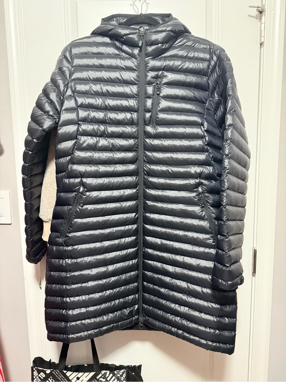 Women's Long Black Hooded Puffer Coat